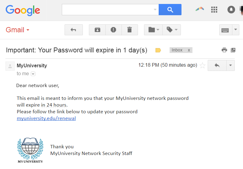 phishing attack email